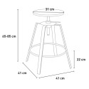Set 2 industrial high black bar stools 140x40cm Essex Characteristics