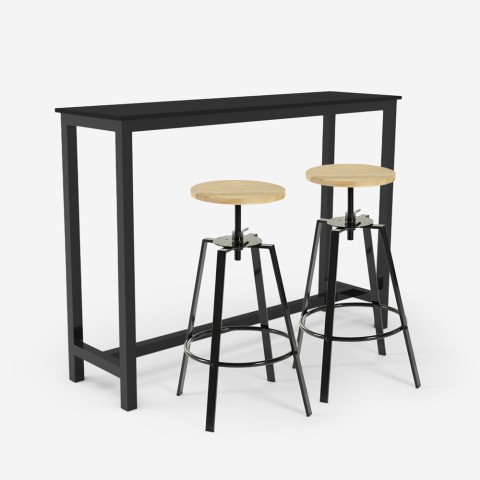 Set 2 industrial high black bar stools 140x40cm Essex Promotion