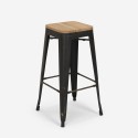Seymour High Kitchen Table Set with 2 Black Metal and Wood Bar Stools Characteristics