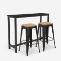 Seymour High Kitchen Table Set with 2 Black Metal and Wood Bar Stools Discounts