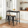 Seymour High Kitchen Table Set with 2 Black Metal and Wood Bar Stools Offers