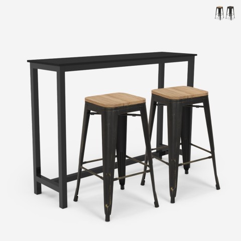 high table set for kitchen with 2 black wooden and metal bar stools seymour. Promotion