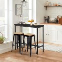 high table set bar kitchen with 2 black industrial stools and knott wood. On Sale