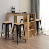 high wooden table set 120x60cm 4 black bar stools syracuse On Sale