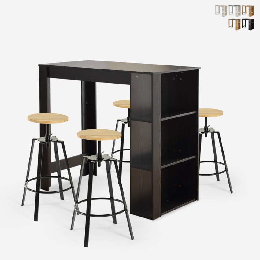 High kitchen table set 120x60cm 4 swivel adjustable Redmond stools Sale