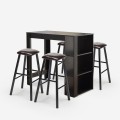 Set of 4 high upholstered bar stools h78 black kitchen table 120x60 Salem Promotion
