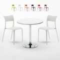 Long Island Set Made of a 70cm White Round Table and 2 Colourful Parisienne Chairs Promotion