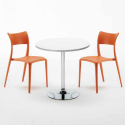Long Island Set Made of a 70cm White Round Table and 2 Colourful Parisienne Chairs Model