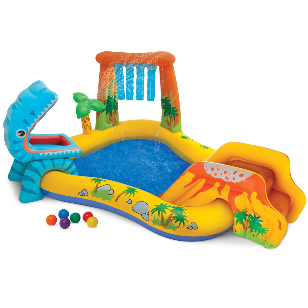 Intex 57444 Dinosaur Play Center paddling inflatable pool with sprinkler