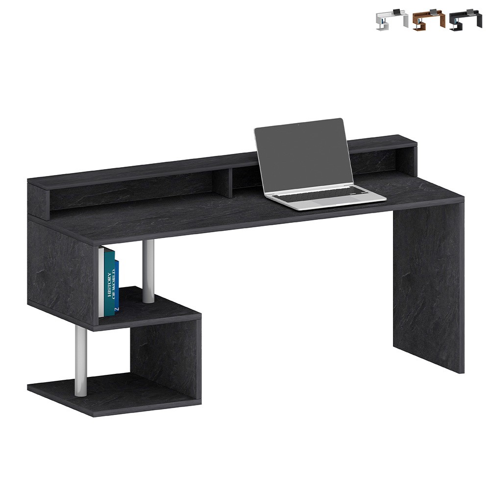 Modern Office Desk 180x60x92.5cm with Esse 2 Plus Top Shelf