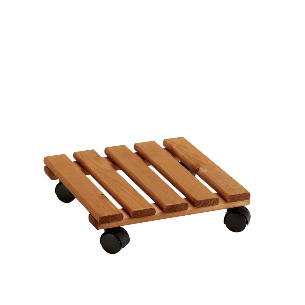 Videl QS Wooden Plant and Flower Pot Trolley with Wheels 30x30cm