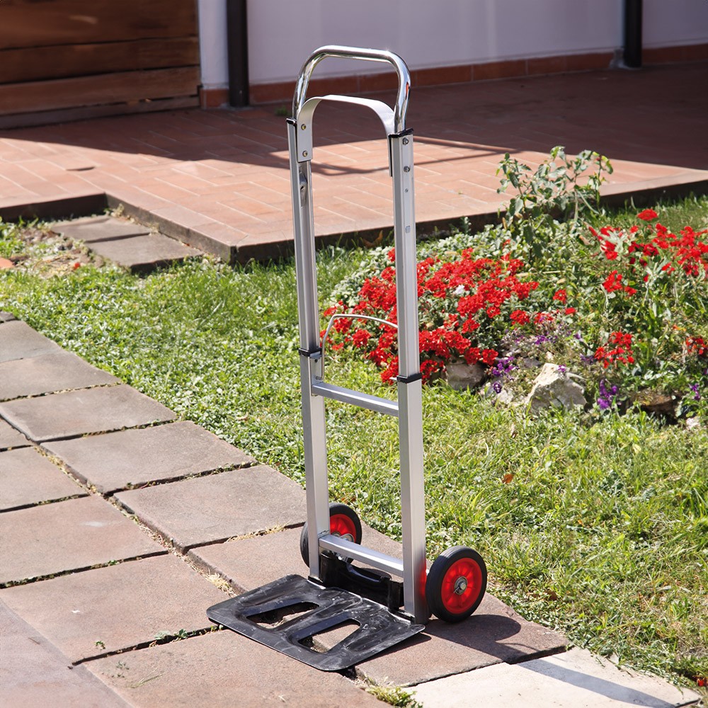 Folding aluminum trolley with 2 wheels, 90 kg capacity Ercolino