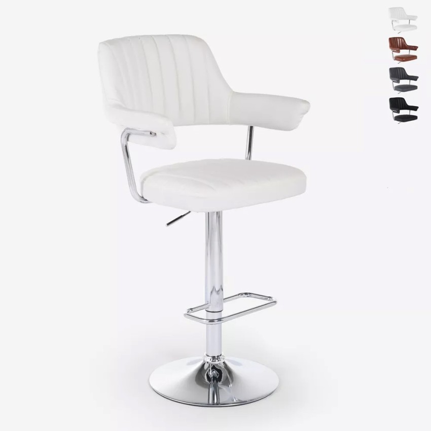 Kitchen bar stool leatherette adjustable armrests chromed base Tampa. Sale