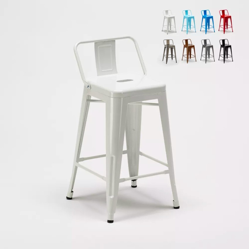 Lix industrial stool with metal backrest bar kitchen steel top Discounts