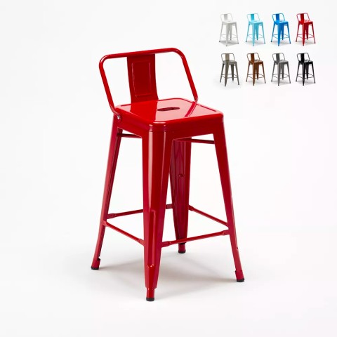Tolix Industrial stool with metal backrest bar kitchen Steel Top Promotion