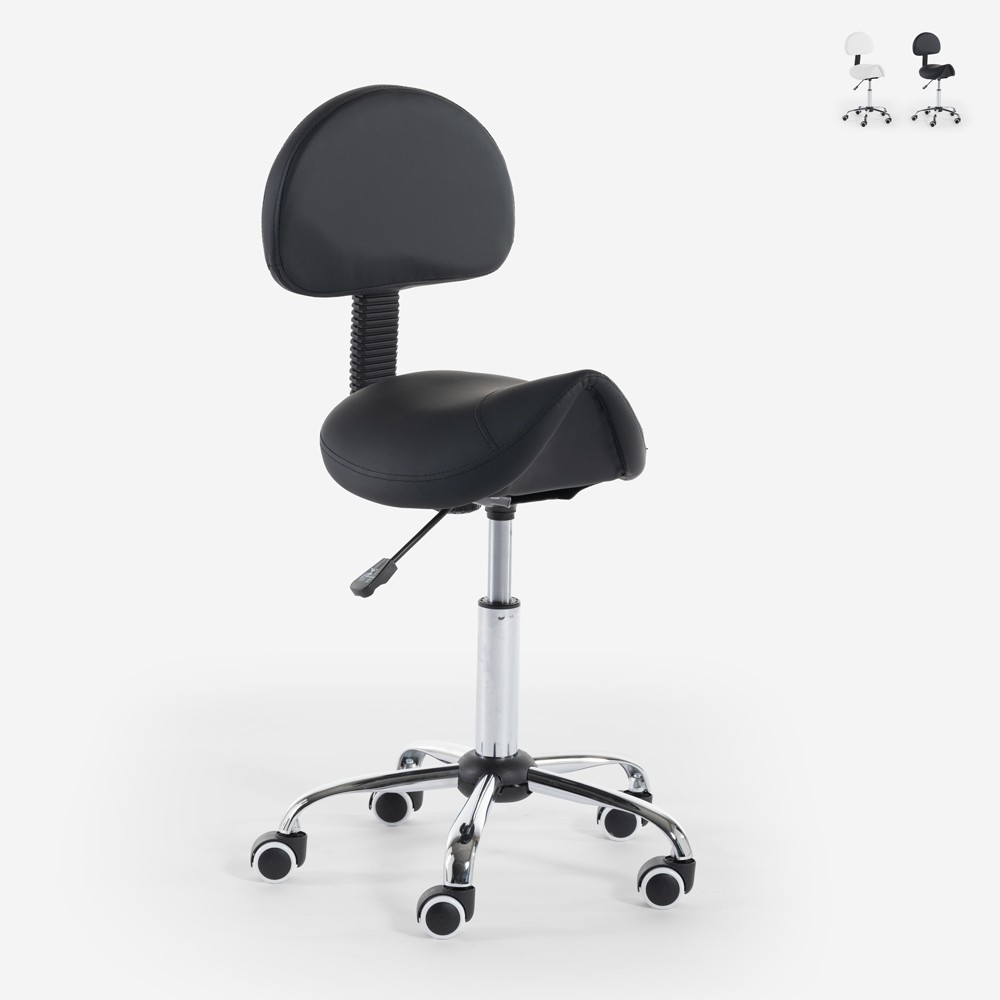 Andamon Rolling Stool with Orthopedic Backrest for Esthetician Tattoo Artist