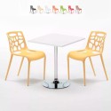 Cocktail Set Made of a 70x70cm White Square Table and 2 Colourful Gelateria Chairs Bulk Discounts