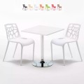 Cocktail Set Made of a 70x70cm White Square Table and 2 Colourful Gelateria Chairs Promotion