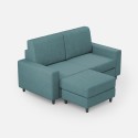 2-seater modern fabric sofa 168cm with Sakar 140P ottoman footrest 