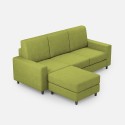 Sakar 180P 3-Seater Sofa with Ottoman, 208cm, Fabric Upholstery for Living Room 
