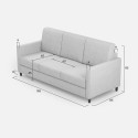 3-seater modern design sofa 198cm in padded Karay 180 fabric 