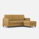 3-seater upholstered fabric sofa with modern style pouf Karay 180 