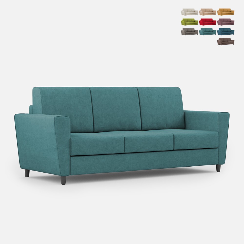Elegant modern 3-seater living room sofa in fabric 212cm Yasel 180.