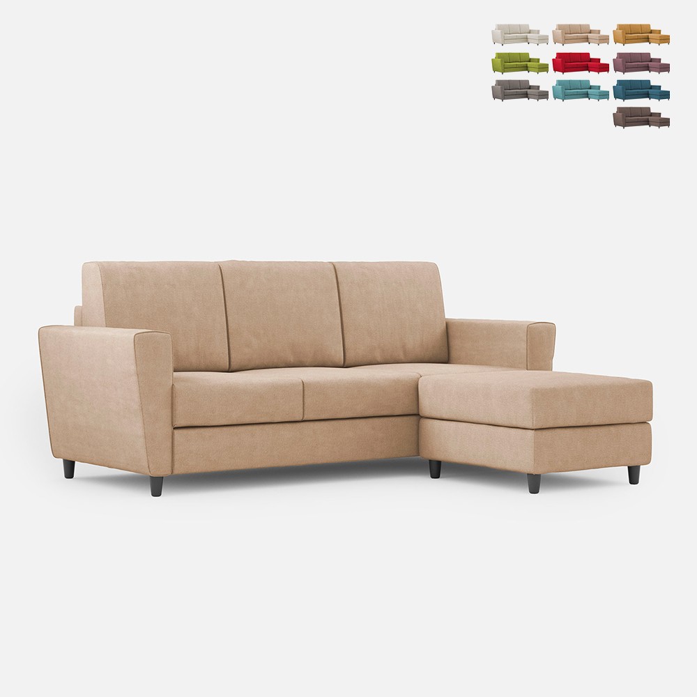 Modern fabric sofa 3 seats 212cm ottoman footrest Yasel 180P