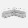 Large modern 7-seater corner sofa in fabric 288x288cm Yasel 218AG 