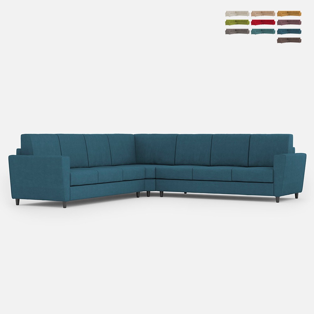 Large modern 7-seater corner sofa in fabric 288x288cm Yasel 218AG