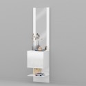 Glossy white entrance wall shoe cabinet with 1 door and mirror Karin Sale