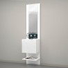 Glossy white entrance wall shoe cabinet with 1 door and mirror Karin Discounts