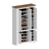Large white multi-purpose shoe rack wardrobe 114x42x200cm 6 doors Elaisa Measures