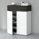 Modern white shoe rack with 2 doors and 1 shelf 76x34x100cm Ayenne Cost