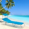 Folding Aluminium Beach Lounger Bed with Sunshade Cancun On Sale