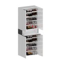 Cabinet shoe rack 4 doors 1 storage shelf 76x34x200cm white Hanad Measures