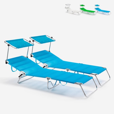 2 Beach sun loungers folding beach bed aluminium Cancun Promotion