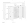 3-door modern bookcase with glass shelves 150x40x100cm Allen Cost