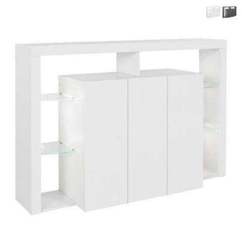 3-door modern bookcase with glass shelves 150x40x100cm Allen Promotion