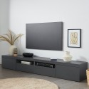 Low TV stand with 2 doors and 1 flap 240x40x35cm Idris Offers