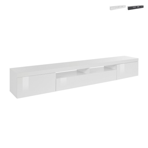 Low TV stand with 2 doors and 1 flap 240x40x35cm Idris Promotion