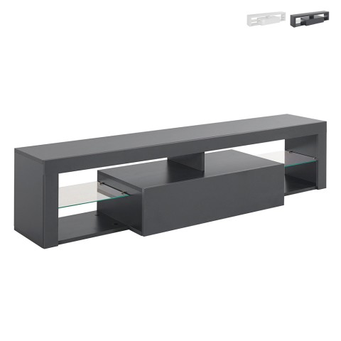 Modern flip-down glass shelves 160cm Helix supporting mobile TV Promotion