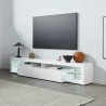 Modern 200cm TV cabinet with flip door and glass shelves Offers