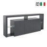Credenza sideboard 3 doors 200x40x80cm modern bookcase glass shelves Pibrac Discounts