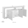 Credenza sideboard 3 doors 200x40x80cm modern bookcase glass shelves Pibrac Buy