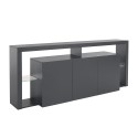Credenza sideboard 3 doors 200x40x80cm modern bookcase glass shelves Pibrac Bulk Discounts