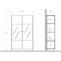 Modern living room showcase with 2 glass doors 105x40x170cm Danae Characteristics