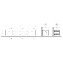 Low TV stand for mobile 205x40x44cm in wood with 2 doors and 2 drawers Venice. Measures
