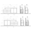 Madia credenza 2 doors 3 drawers modern design 200x42x82cm Milton Characteristics