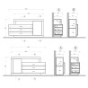 Modern living room mobile sideboard 160x42x82cm 1 door 3 drawers Rebel Measures